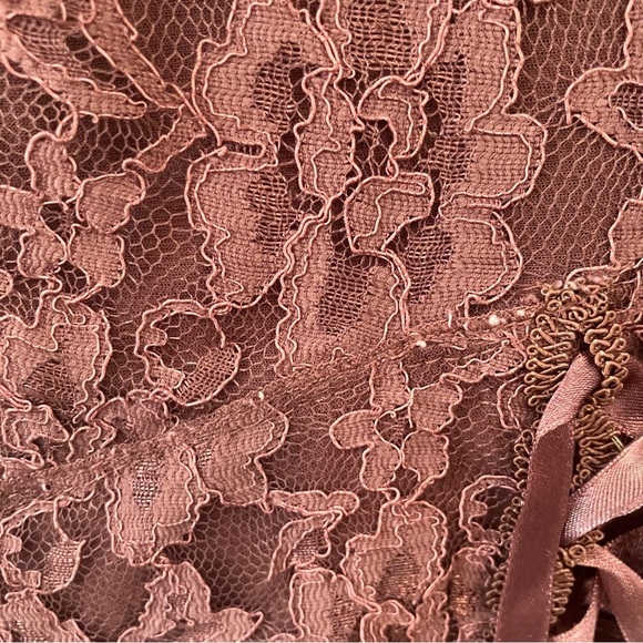 Seven 7 Y2K Women’s Sz. 18 Brown Lace Babydoll Blouse Sheer Longsleeve Corset - Picture 4 of 8